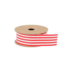 Ruban Rayures Tissu Rge et Blanc 3cmx3