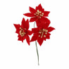 3 Poinsettias sur Tige Velours Rouge et