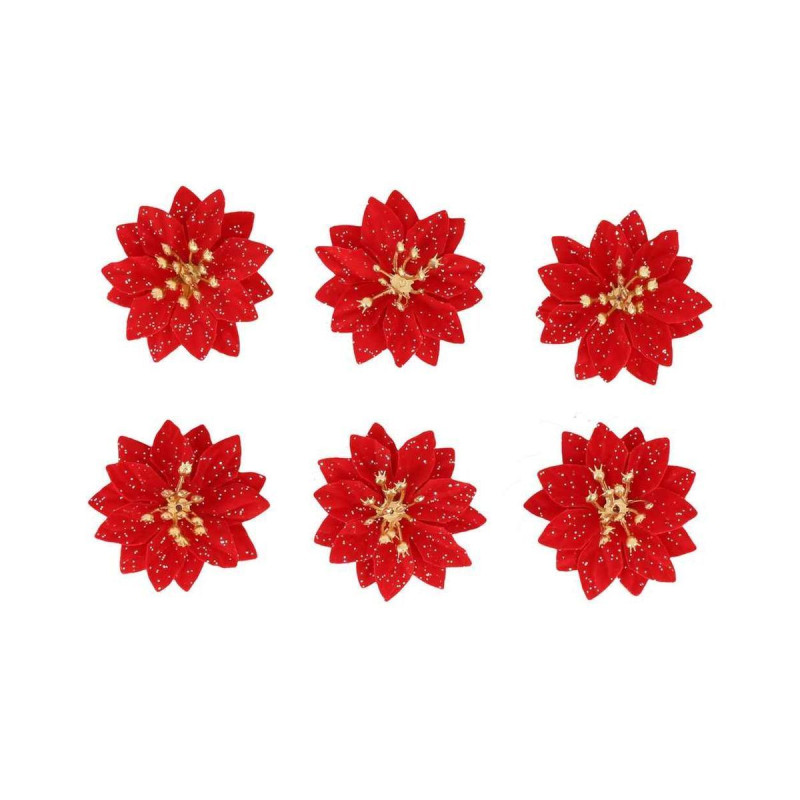 6 Poinsettias Pail. avec Adhésif Velours
