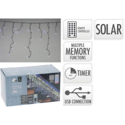 GUIRLANDE STALACTITES SOLAIRE 240LED BLC