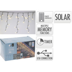 GUIRLANDE STALACTITES SOLAIRE 240LED BLC