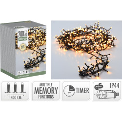 GUIRLANDE CHENILLE LED 700 BLC CHAUD 14M