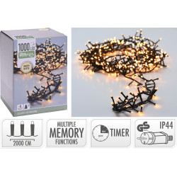 GUIRLANDE CHENILLE 1000LED BLC CHAUD MIC