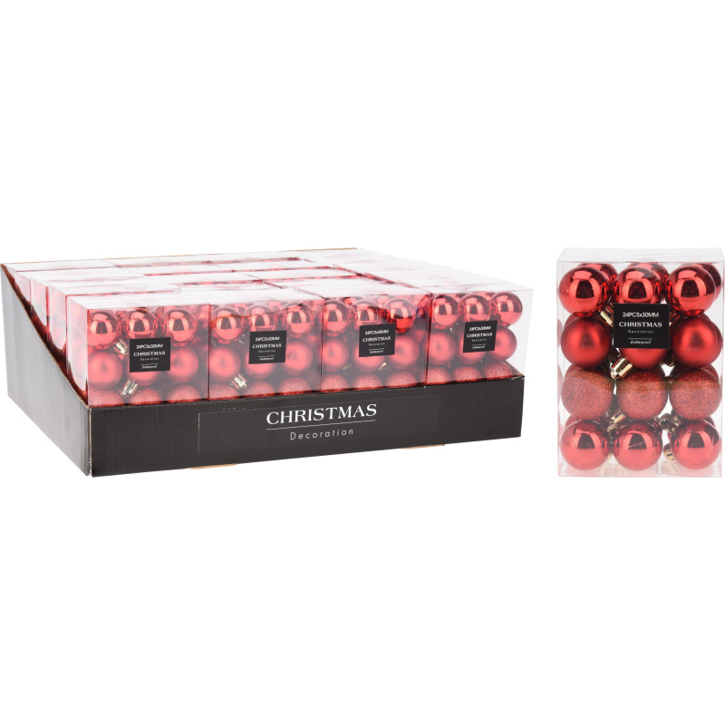 BOULES DE NOEL ROUGE X24 D3CM