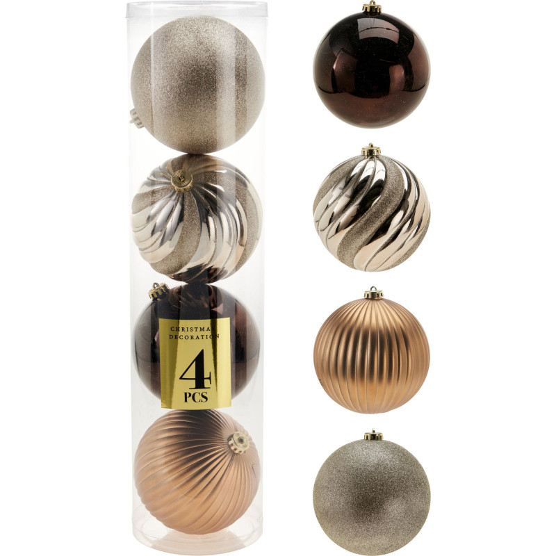 BOULE NOËL AMBRE 15CM X4