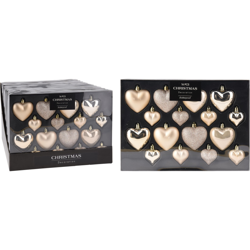 BOULE NOËL COEUR CHAMPAGNE X16