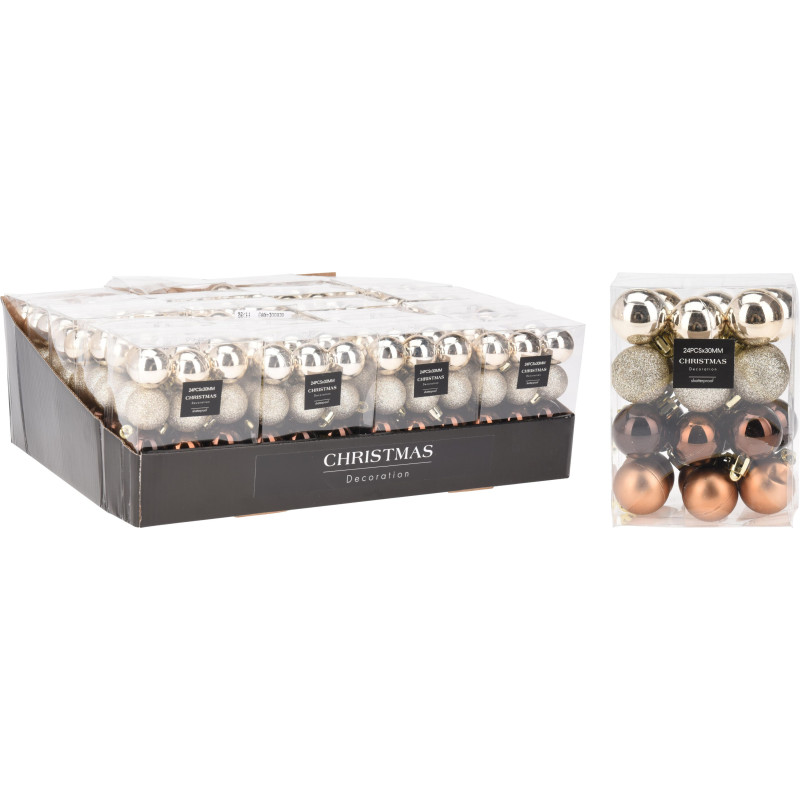 BOULES NOËL AMBRE CHOCO X24 D30MM