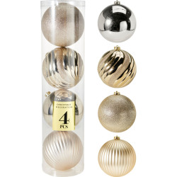 BOULES NOËL CHAMPAGNE 15CM X4