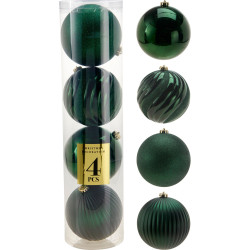 BOULES NOËL VERT 15CM X4