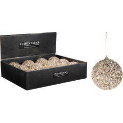 BOULE NOËL 10CM CHAMPAGNE PAILLETTES