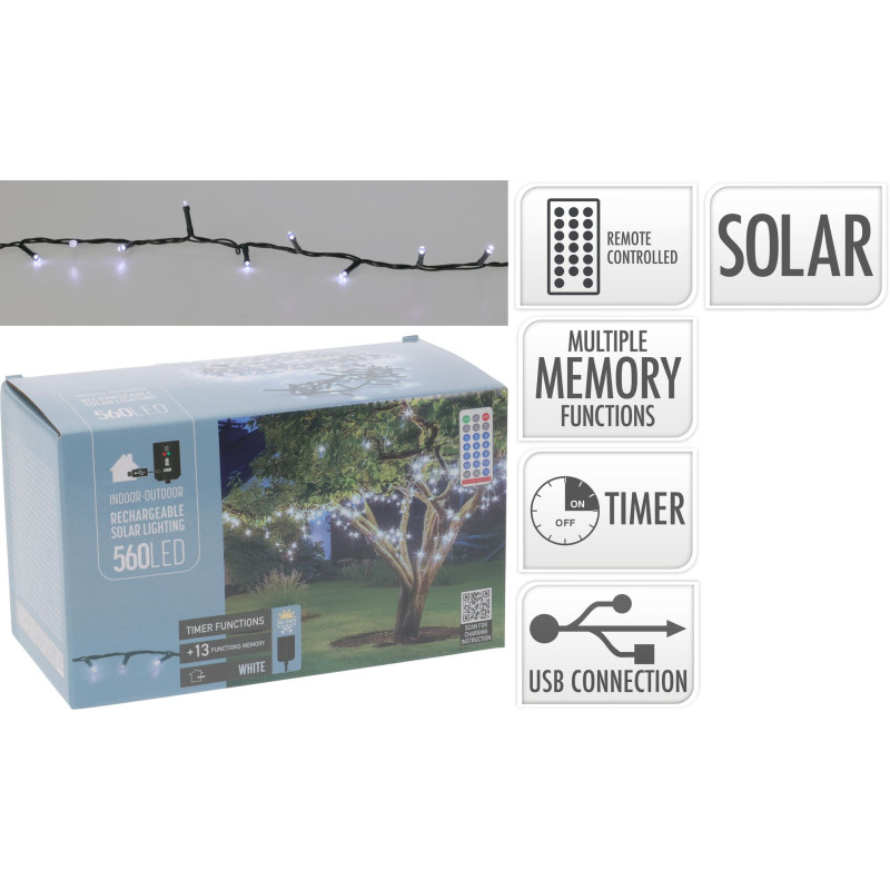 GUIRLANDE SOLAIRE 560LED BLANC FROID