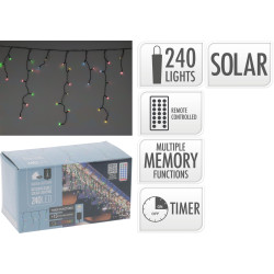 RIDEAU STALACTITES SOLAIRE 240LED MULTIC