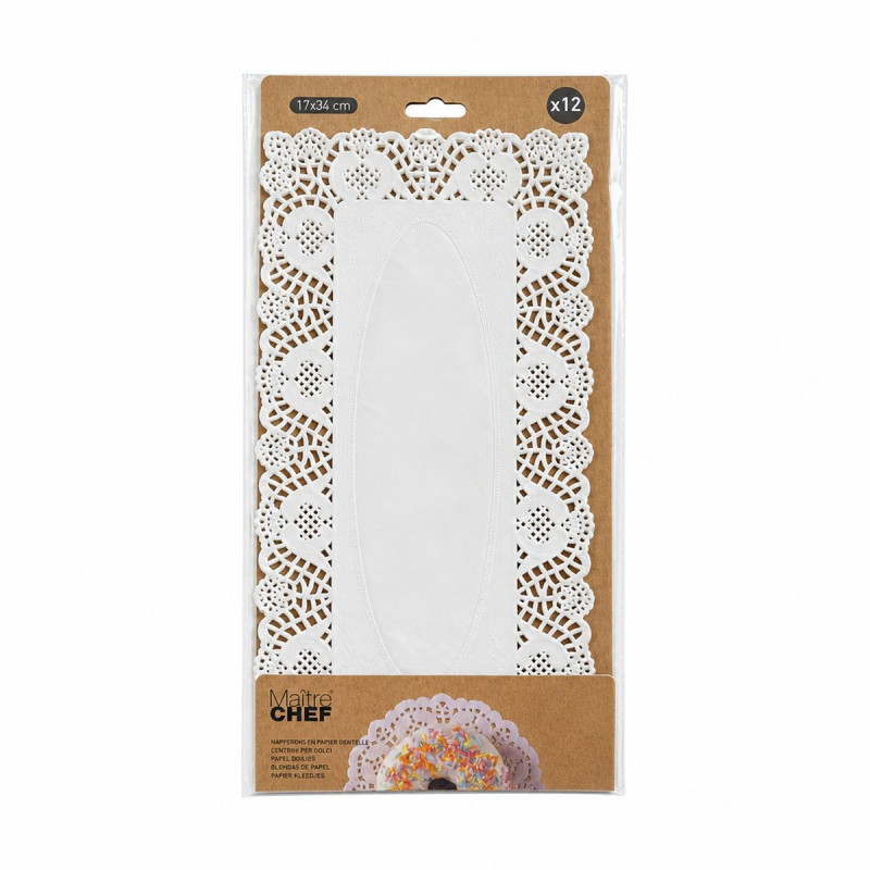 PAPIER DENTELLE RECT BLC X12 17X34CM