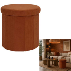 COFFRE POUF PLI COTELE JULES TERRACOTTA