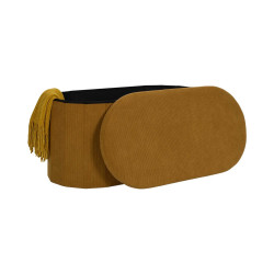Coffre Banc Pliable Jules Côtelé Jaune - Rangement 2 Places