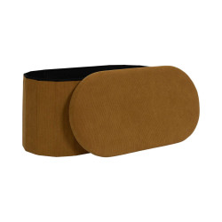 Coffre Banc Pliable Jules Côtelé Jaune - Rangement 2 Places