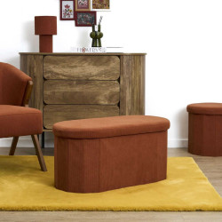 Coffre Banc Pliable Jules Côtelé Terracotta - Rangement 2 Places