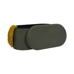 Coffre Banc Pliable Jules Côtelé Vert - Rangement 2 Places