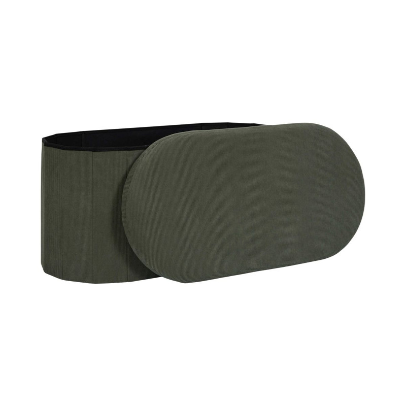 Coffre Banc Pliable Jules Côtelé Vert - Rangement 2 Places Coffre Banc Pliable Jules Côtelé Vert - Rangement 2 Places