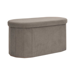 Coffre Banc Pliable Jules Côtelé Taupe - Rangement 2 Places