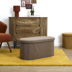 Coffre Banc Pliable Jules Côtelé Taupe - Rangement 2 Places