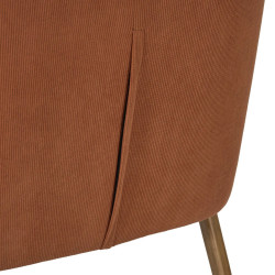 Fauteuil Salon Côtelé Jules Terracotta - Design & Pieds Bois