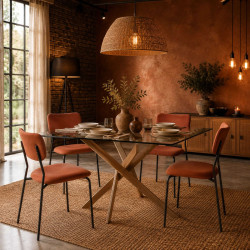 Chaise Côtelée Jules Terracotta - Design Tendance et Pieds Métal