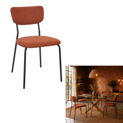 Chaise Côtelée Jules Terracotta - Design Tendance et Pieds Métal