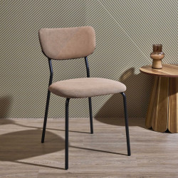 Chaise Côtelée Jules Taupe - Design Tendance et Pieds Métal