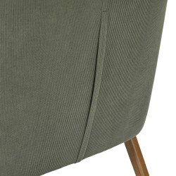 Fauteuil Salon Côtelé Jules Vert - Style Vintage et Pieds Bois