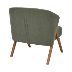 Fauteuil Salon Côtelé Jules Vert - Style Vintage et Pieds Bois
