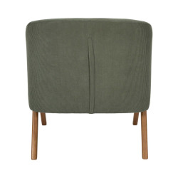 Fauteuil Salon Côtelé Jules Vert - Style Vintage et Pieds Bois
