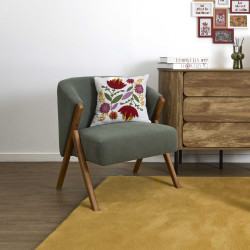 Fauteuil Salon Côtelé Jules Vert - Style Vintage et Pieds Bois