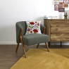 Fauteuil Salon Côtelé Jules Vert - Style Vintage et Pieds Bois Fauteuil Salon Côtelé Jules Vert - Style Vintage et Pieds Bois