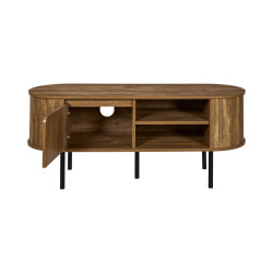Meuble TV Ovale Heritage 117cm - Bois et Pieds Métal Noir