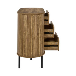 Commode 3 Tiroirs Héritage Bois et Métal | Bords Arrondis