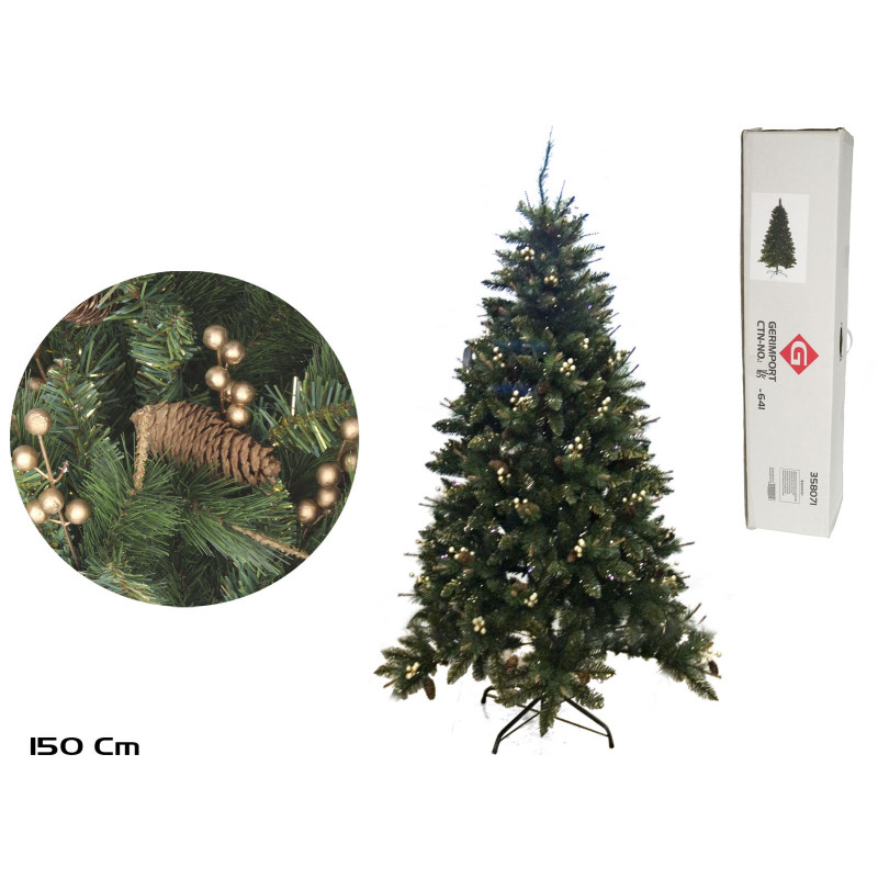 SAPIN DE NOËL BAIES OR 150CM 463 POINTES