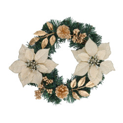 COURONNE DE NOËL CHAMPAGNE 35CM DORE