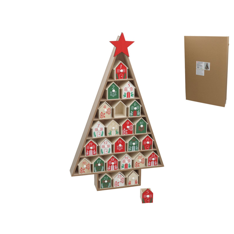 CALENDRIER AVENT SAPIN + MAISONS 38,5X6X