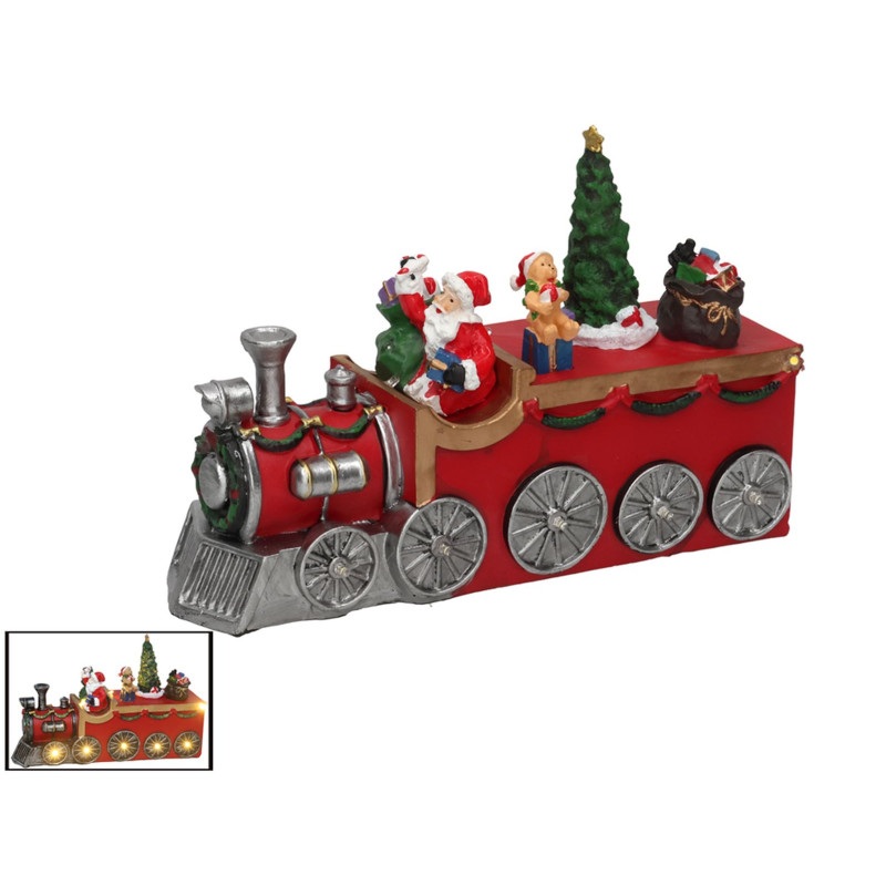SCÈNE TRAIN DE NOËL PÈRE NOËL+9LEDS 23X8