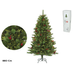ARBRE DE NOËL 180CM BAIES ROUGES + POMME