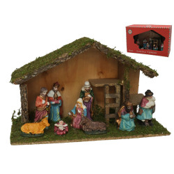 CRÈCHE + 9 SANTONS 15X40X25CM