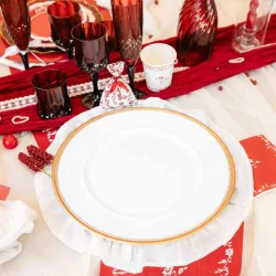 Sous-Assiette Harmonie Blanc et Or Ø33 cm | Table Chic Réutilisable