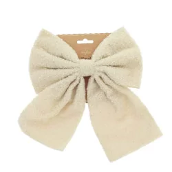 Nœud Tissu Bouclette Crème 25x25 cm | Déco de Noël Douce