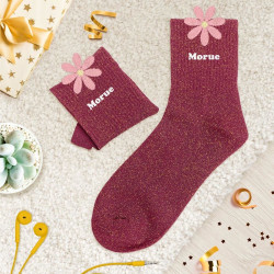 CHAUSS PAILL TUFTEES MORUE FLEUR ROSE