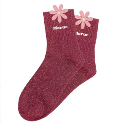 CHAUSS PAILL TUFTEES MORUE FLEUR ROSE
