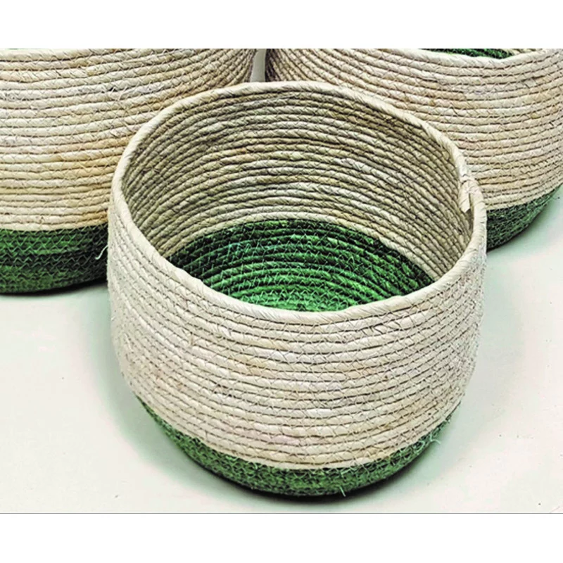 CORBEILLE BICOLORE TROPICAL VERT ET NATUREL