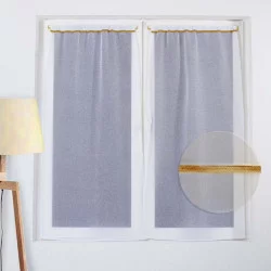 PAIRE VOILE RUBAN CANDY MOUTARDE 60x160cm