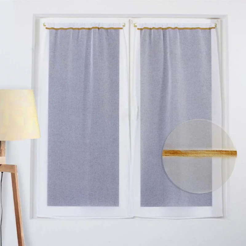 PAIRE VOILE RUBAN CANDY MOUTARDE 60x160cm
