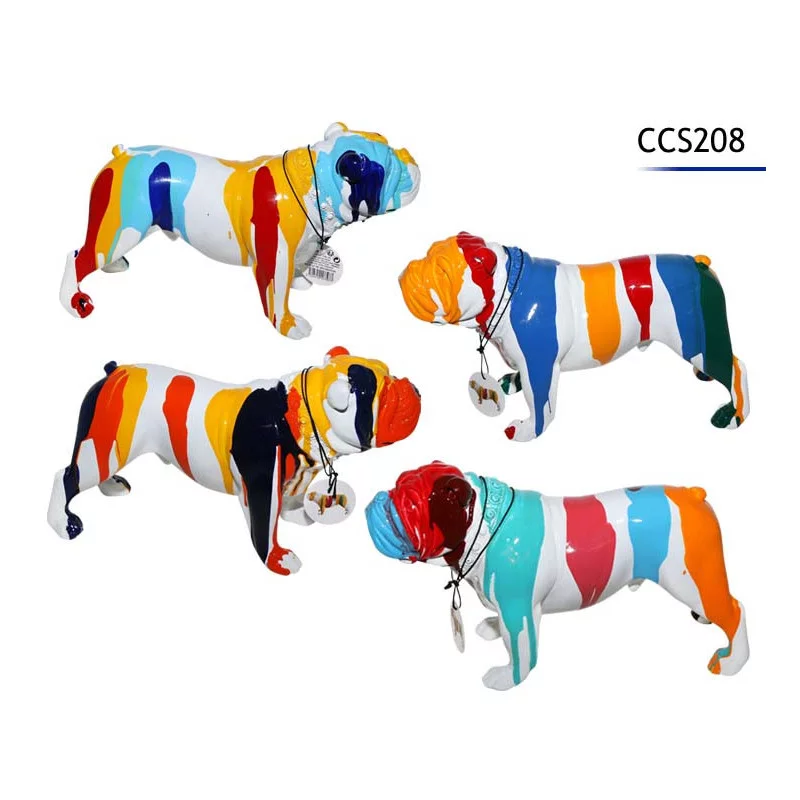 CHIEN COLORÉS EN POLYRÉSINE 27X11X16cm
